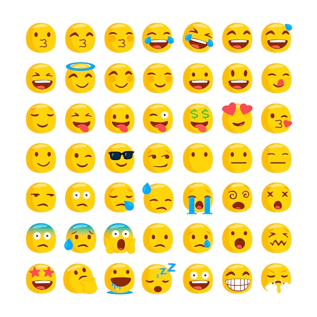 Conjunto de divertidos emojis clásicos.