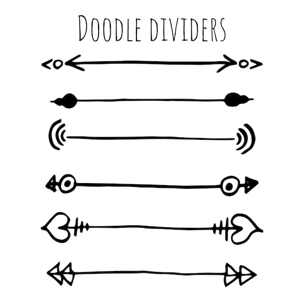 Conjunto de divisores dibujados a mano elementos decorativos ornamentales diseño de elementos de doodle vectorial