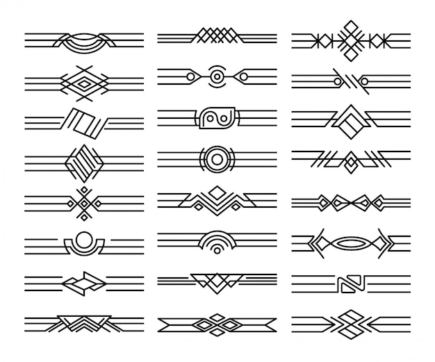 Conjunto de divisores de fronteras. Viñetas decorativas negras. Elementos de diseño caligráfico y decoración de página.