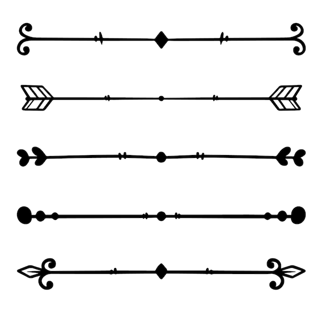Conjunto de divisores de texto dibujados a mano. Para afiches, tarjetas, pancartas, volantes. ilustración vectorial