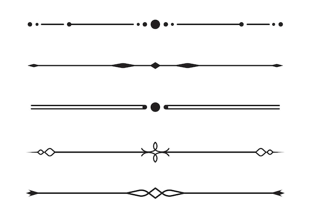 Conjunto de divisores de texto con elementos de subrayado