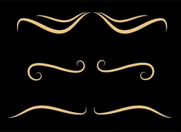 Conjunto de divisores de texto de líneas doradas decorativas de época Líneas de borde doradas Separadores de líneas