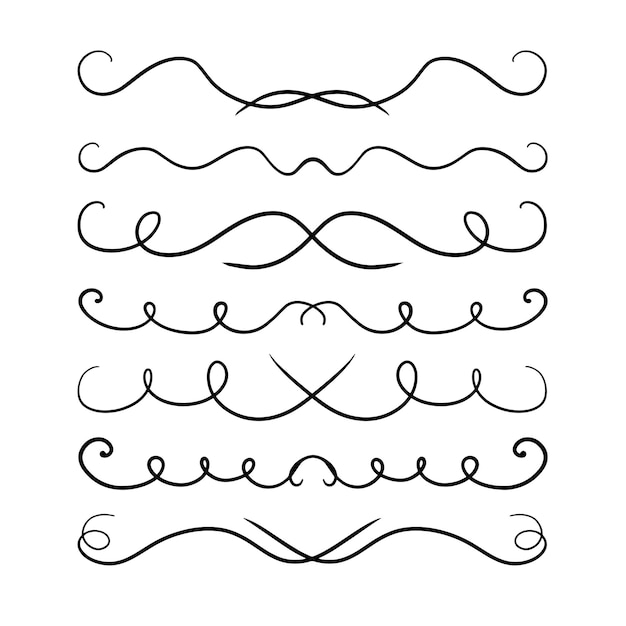 Un conjunto de divisores vectoriales simétricos con remolinos dibujados a mano con una línea negra