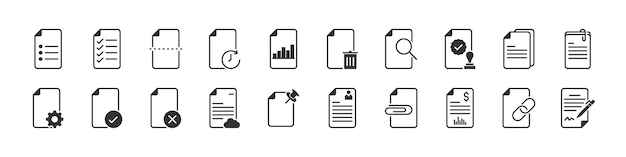 Vector conjunto de documentos de oficina de íconos de papel