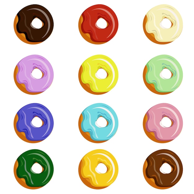 Conjunto de donas Diferentes donas Conjunto de donas coloridas