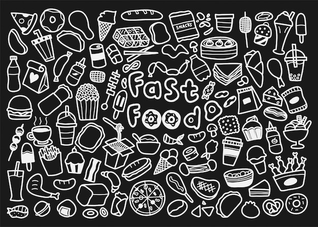 Conjunto de Doodle de comida rápida