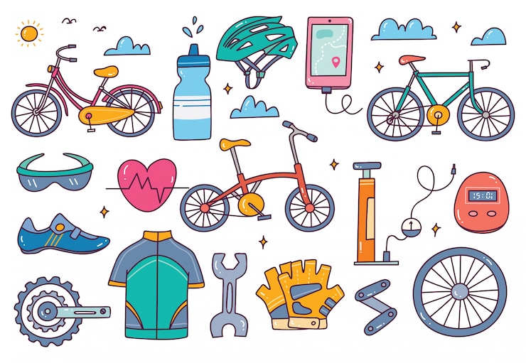 Vector conjunto de doodle de equipo de bicicleta