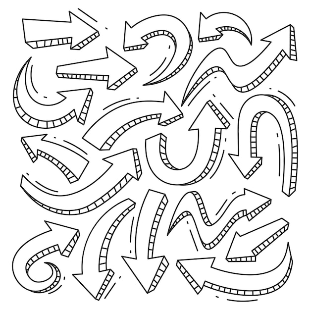 Conjunto de Doodle de flecha dibujado a mano
