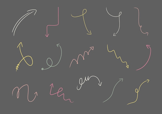 Conjunto de Doodle de flecha dibujado a mano