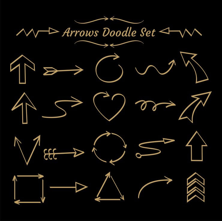 Vector conjunto de doodle de flecha