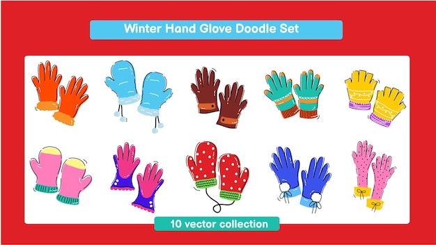 Conjunto de Doodle para guantes de mano de invierno