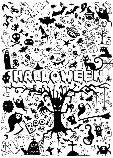 conjunto de doodle de Halloween