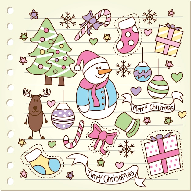 Conjunto de doodle de Navidad