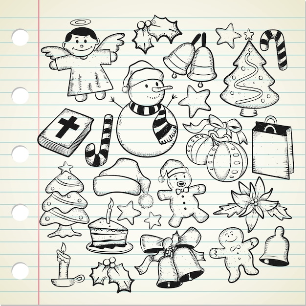 Vector conjunto de doodle de navidad