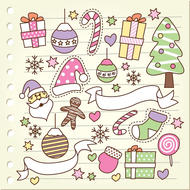 Conjunto de doodle de navidad