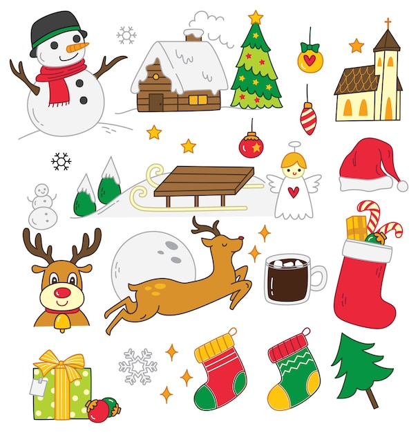 Conjunto de doodle de Navidad
