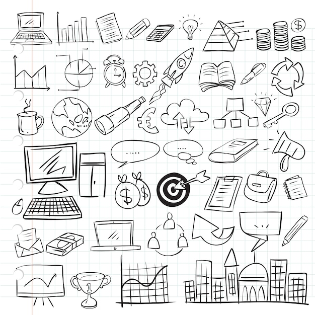 Conjunto de Doodle de negocios