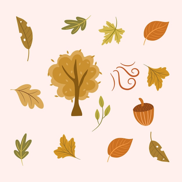 Vector conjunto de doodle de otoño dibujado a mano