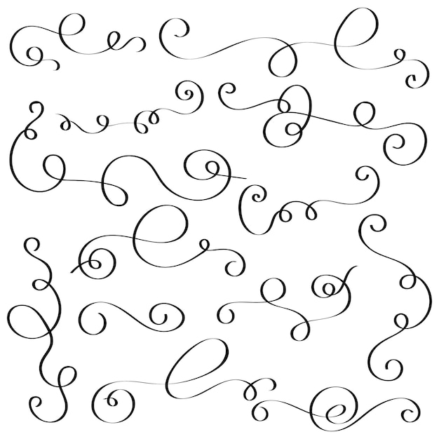 Conjunto de Doodle de rizos divisores de texto de borde Divisores de texto abstractos dibujados a mano Decoración de boda
