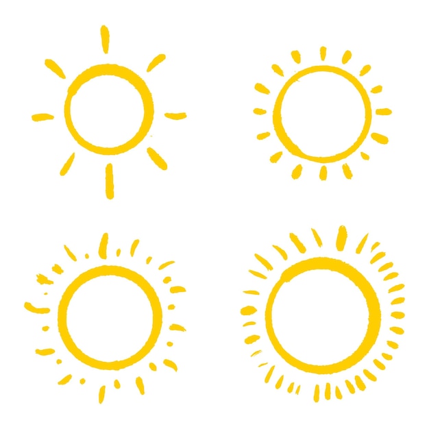 Conjunto de doodle sol Elementos de diseño ilustración vectorial