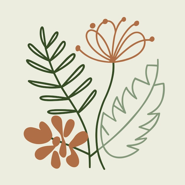 Conjunto de Doodle Tropical Leaves dibujado a mano Ilustración vectorial