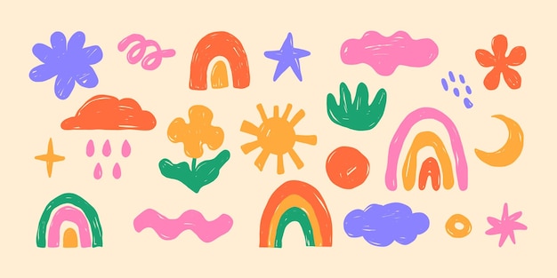 Conjunto de doodles dibujados a mano
