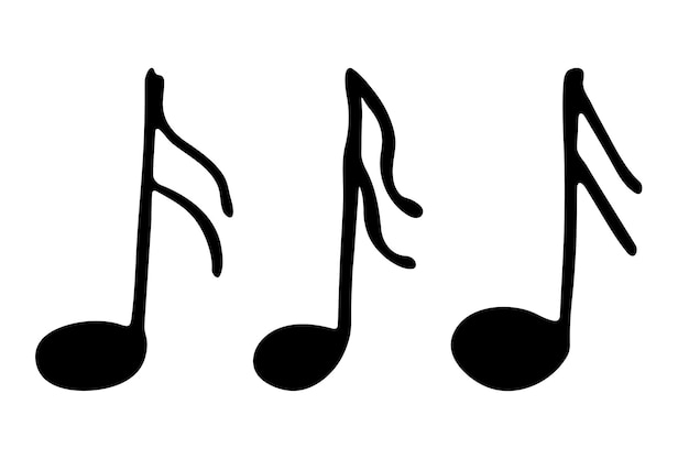 Conjunto de doodles de notas musicales Símbolo musical dibujado a mano Elementos para imprimir diseño web logotipo de decoración