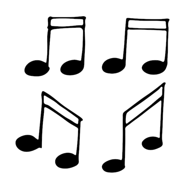 Conjunto de doodles de notas musicales Símbolo musical dibujado a mano Elementos para imprimir diseño web logotipo de decoración