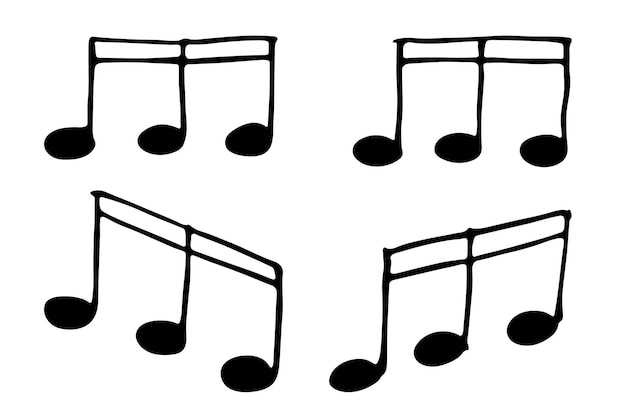 Conjunto de doodles de notas musicales Símbolo musical dibujado a mano Elementos para imprimir diseño web logotipo de decoración