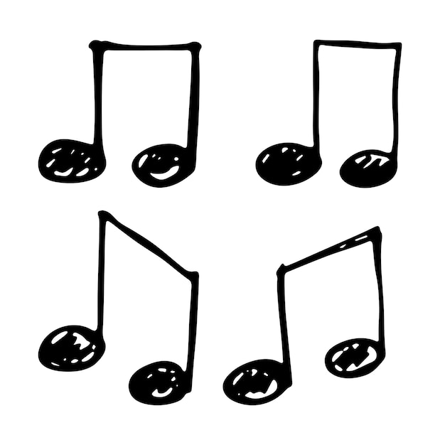 Conjunto de doodles de notas musicales Símbolo musical dibujado a mano Elementos para imprimir diseño web logotipo de decoración