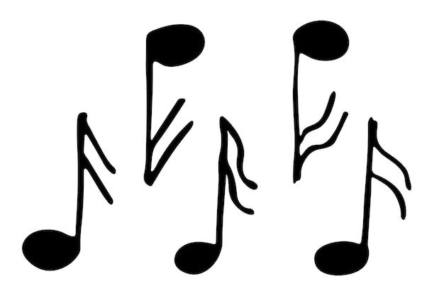 Conjunto de doodles de notas musicales Símbolo musical dibujado a mano Elementos para imprimir diseño web logotipo de decoración