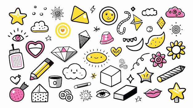 Conjunto de Doodles de varias formas dibujadas