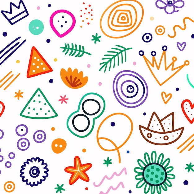 Conjunto de Doodles de varias formas dibujadas