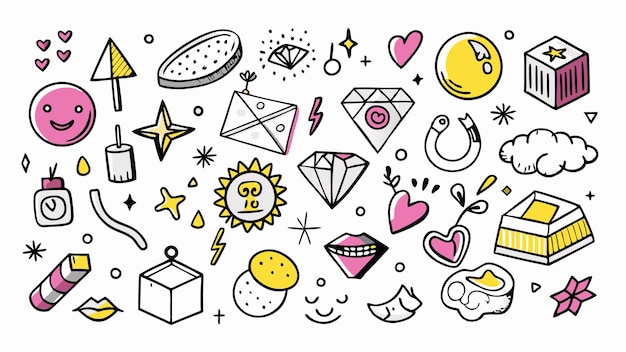 Conjunto de Doodles de varias formas dibujadas