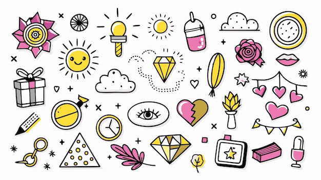 Conjunto de Doodles de varias formas dibujadas