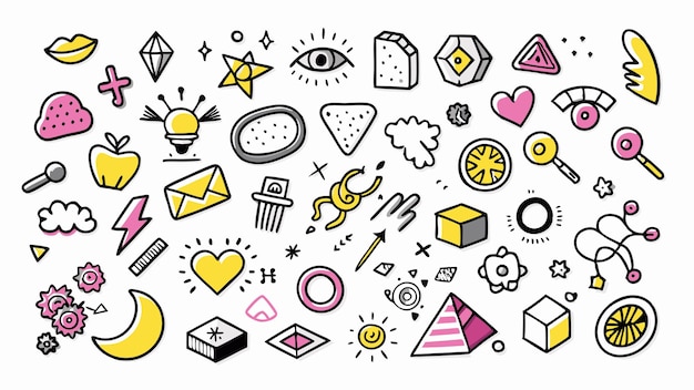 Conjunto de Doodles de varias formas dibujadas