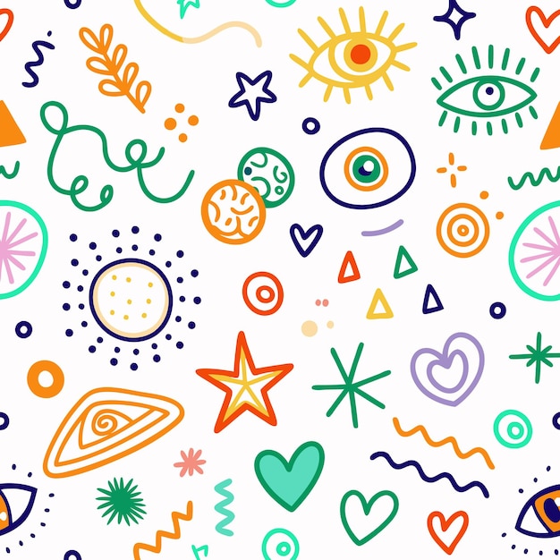 Conjunto de Doodles de varias formas dibujadas