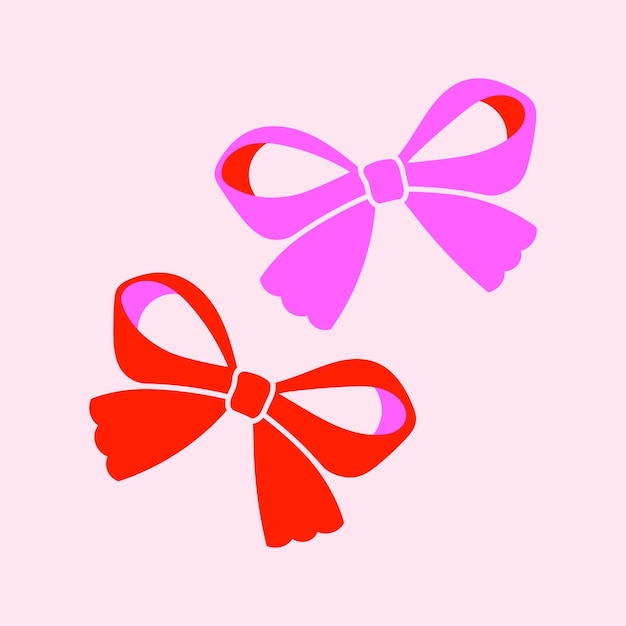 Conjunto de dos arcos rosados y rojos Impresión para niñas Ilustración plana imprimible