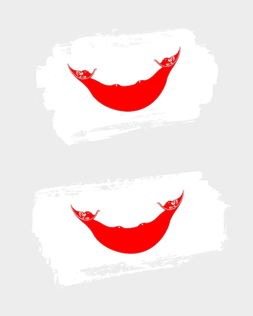 Conjunto de dos banderas creativas pintadas con pincel del país de la Isla de Pascua con fondo sólido