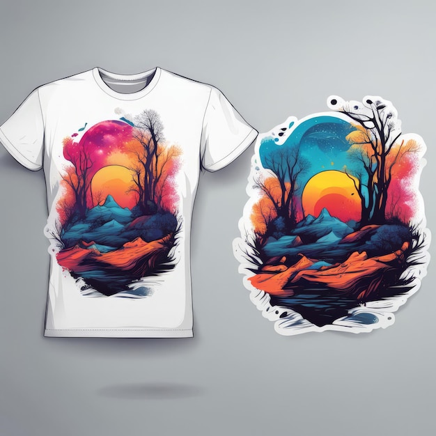 Vector conjunto de dos coloridos acuarelas abstractas diseño de camiseta dibujado a mano ilustración vectorial puede b