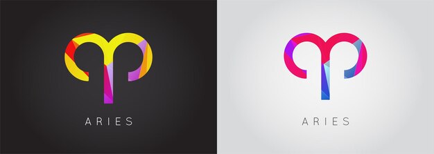 Conjunto de dos constelaciones de aries Icono del zodiaco con estilo detallado Dibujo de estilo moderno Ilustración vectorial