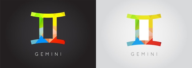 Conjunto de dos constelaciones de géminis Icono del zodiaco con estilo detallado Dibujo de estilo moderno Ilustración vectorial
