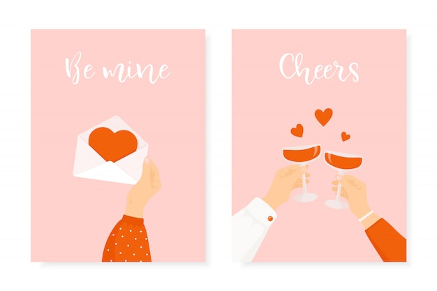 Conjunto de dos diseños de happy st. valentine's day