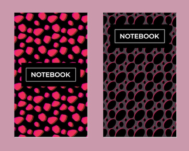 Conjunto de dos diseños de portada de diario de cuaderno, diseño de portada de libro de diario de diario