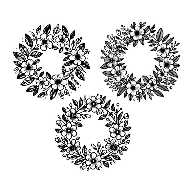 Conjunto de dos intrincados diseños de mandalas de coronas florales para páginas de colorear terapia de arte y relajación
