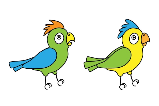 conjunto de dos loros de colores