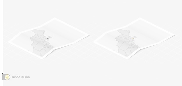 Vector conjunto de dos mapas realistas de rhode island