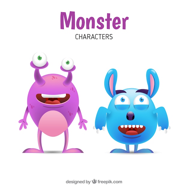 Vector conjunto de dos monstruos