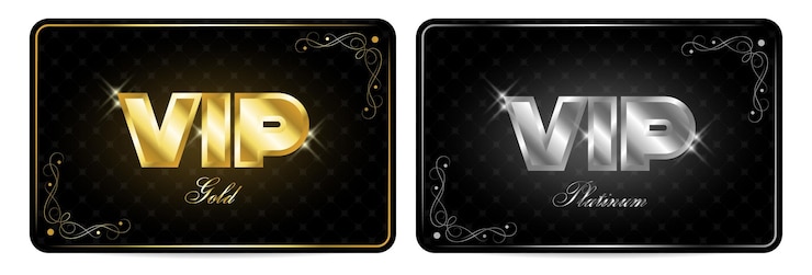 Vector conjunto de dos tarjetas vip con fondo vintage