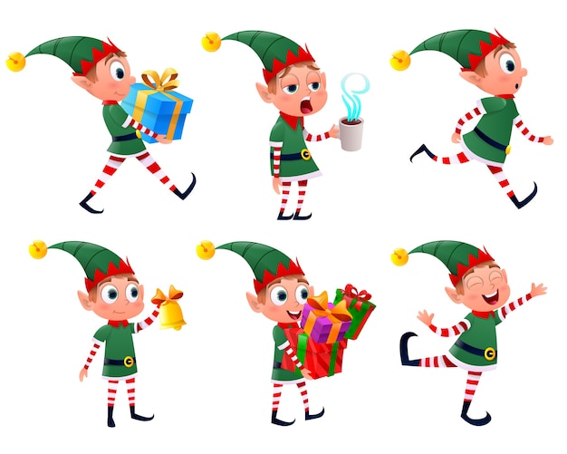 Vector conjunto de duende navideño